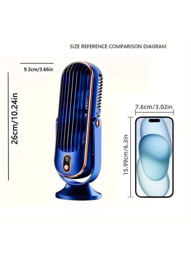مروحة هواء محمولة زرقاء بمحركين مزدوجين و5 سرعات ودرجة دوران 720 وشحن عبر USB وهادئة 25 ديسيبل - Image 3